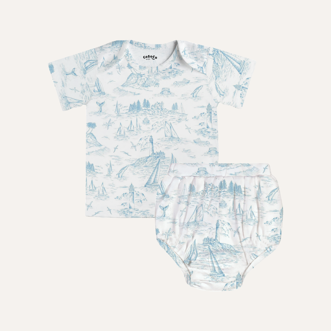 Coastal Blue Baby Bloomer Set