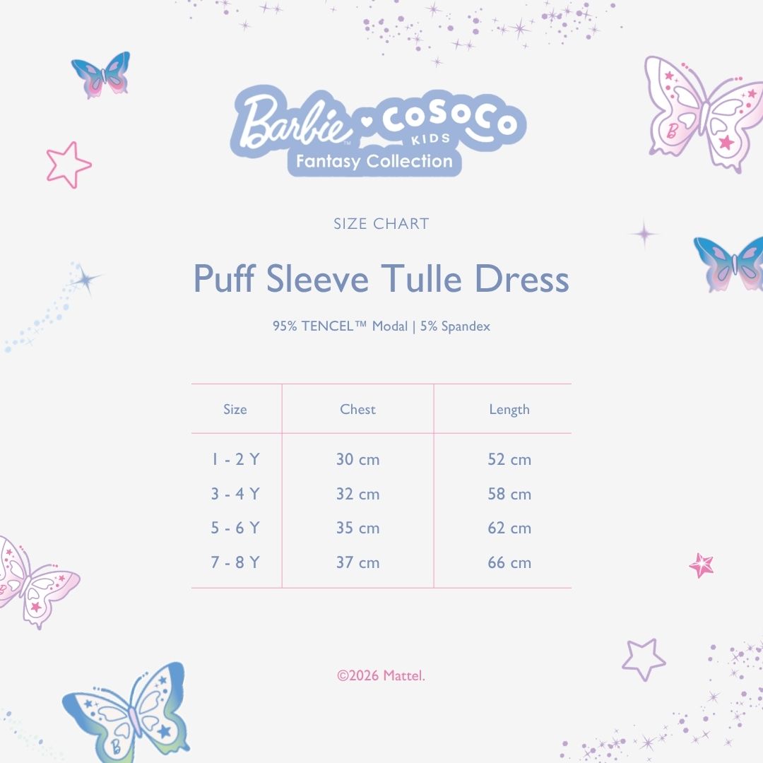 Barbie Puff Sleeve Tulle Dress in Unicorn Skies