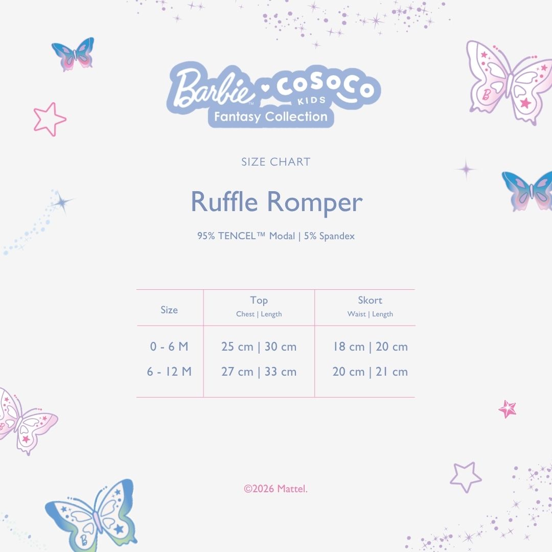 Barbie Ruffle Romper in Iconic Diamond