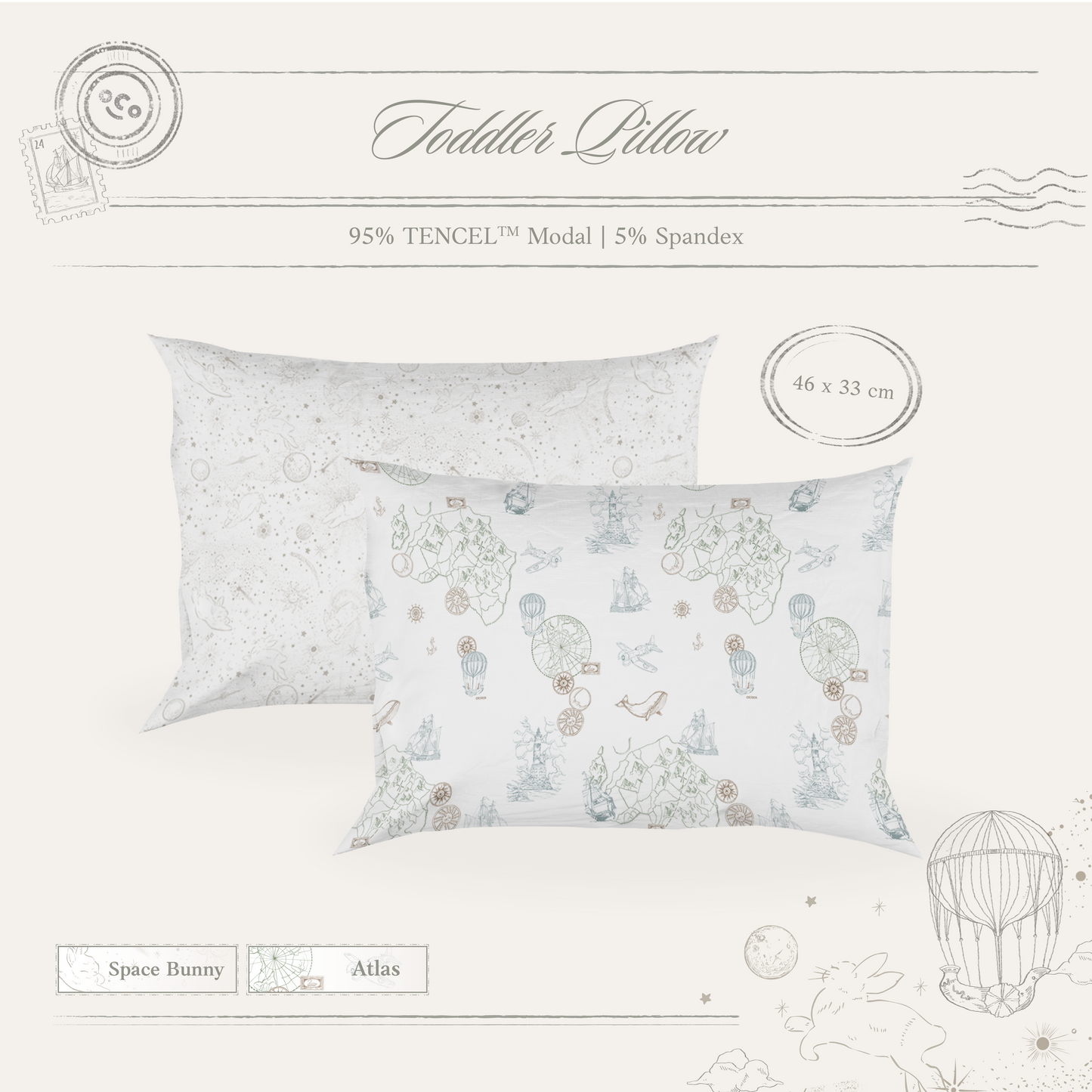 Space Bunny Toddler Pillow