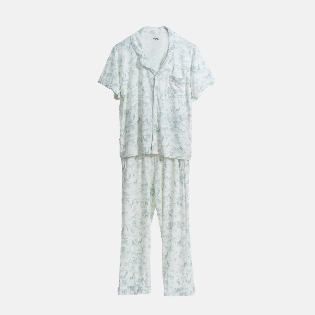 Adult Safari Blue Classic Button Pajamas