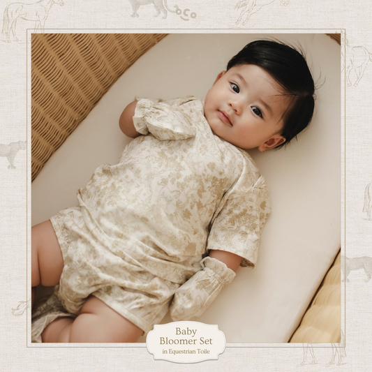 Equestrian Toile Baby Bloomer Set