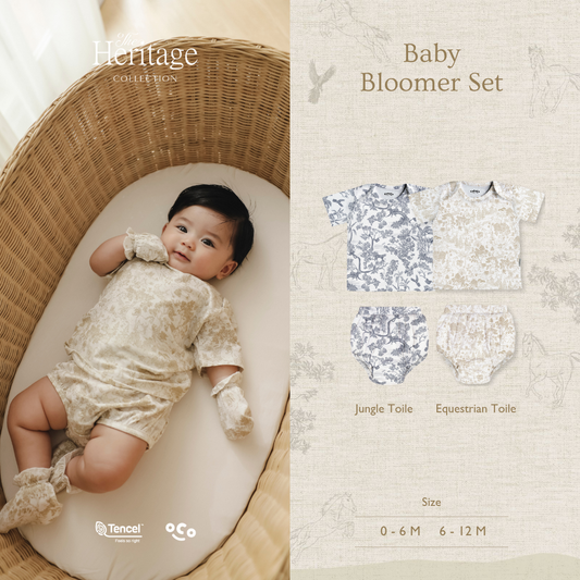 Equestrian Toile Baby Bloomer Set