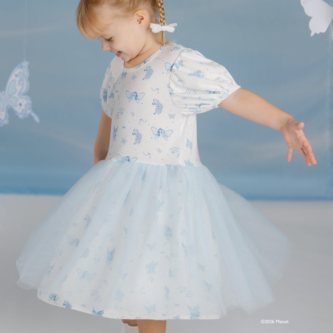 Barbie Puff Sleeve Tulle Dress in Pixie Wish