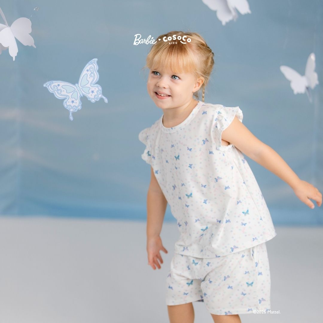 Barbie Ruffle Short Set in Cosmic Butterflies