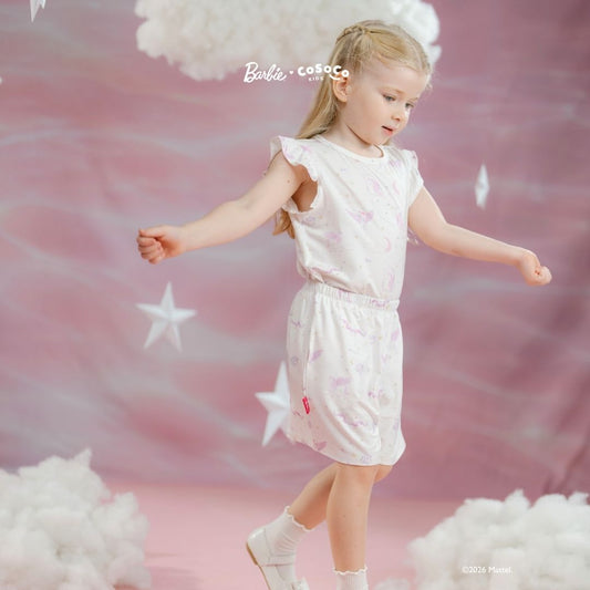Barbie Ruffle Short Set in Unicorn Skies