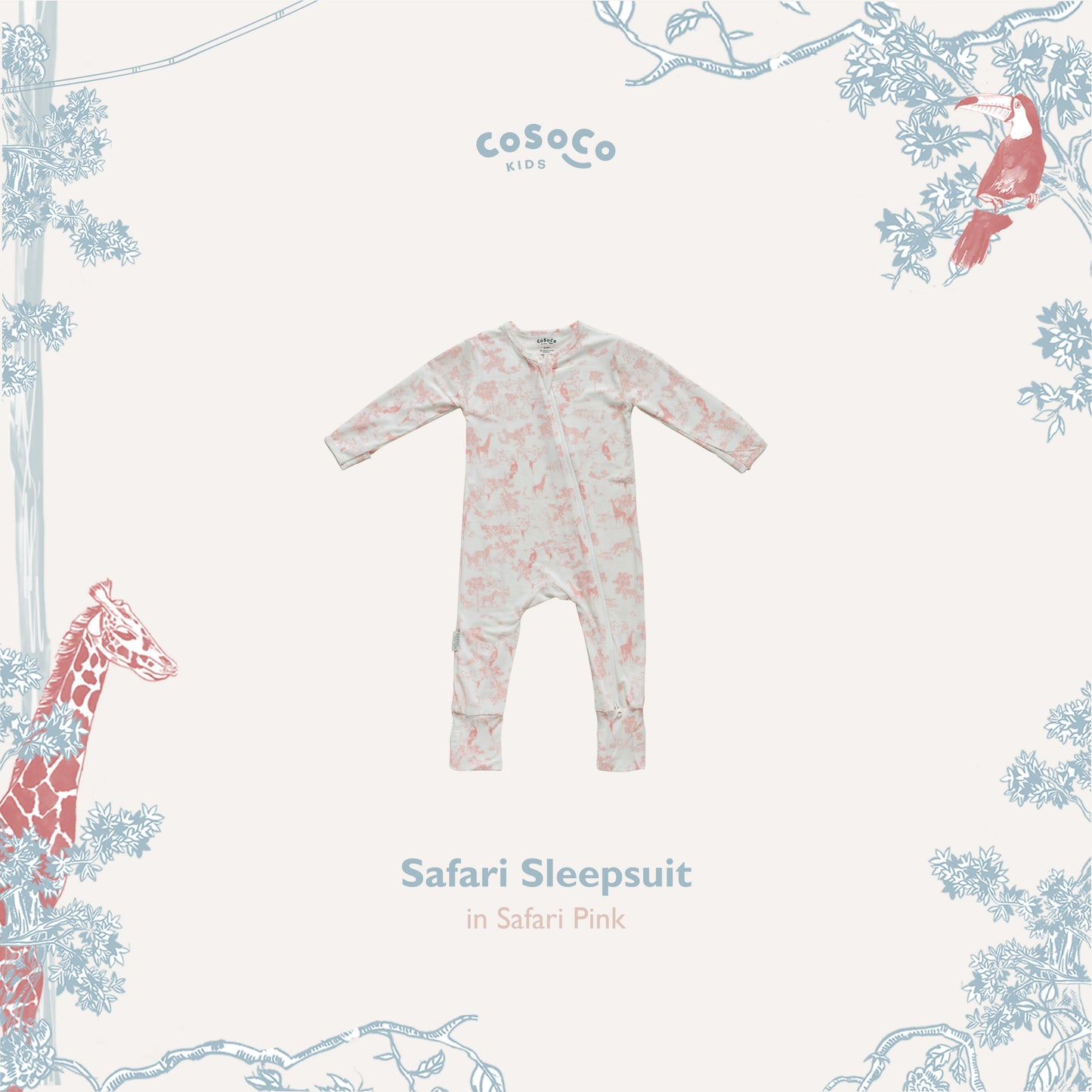 Safari Pink Sleepsuit