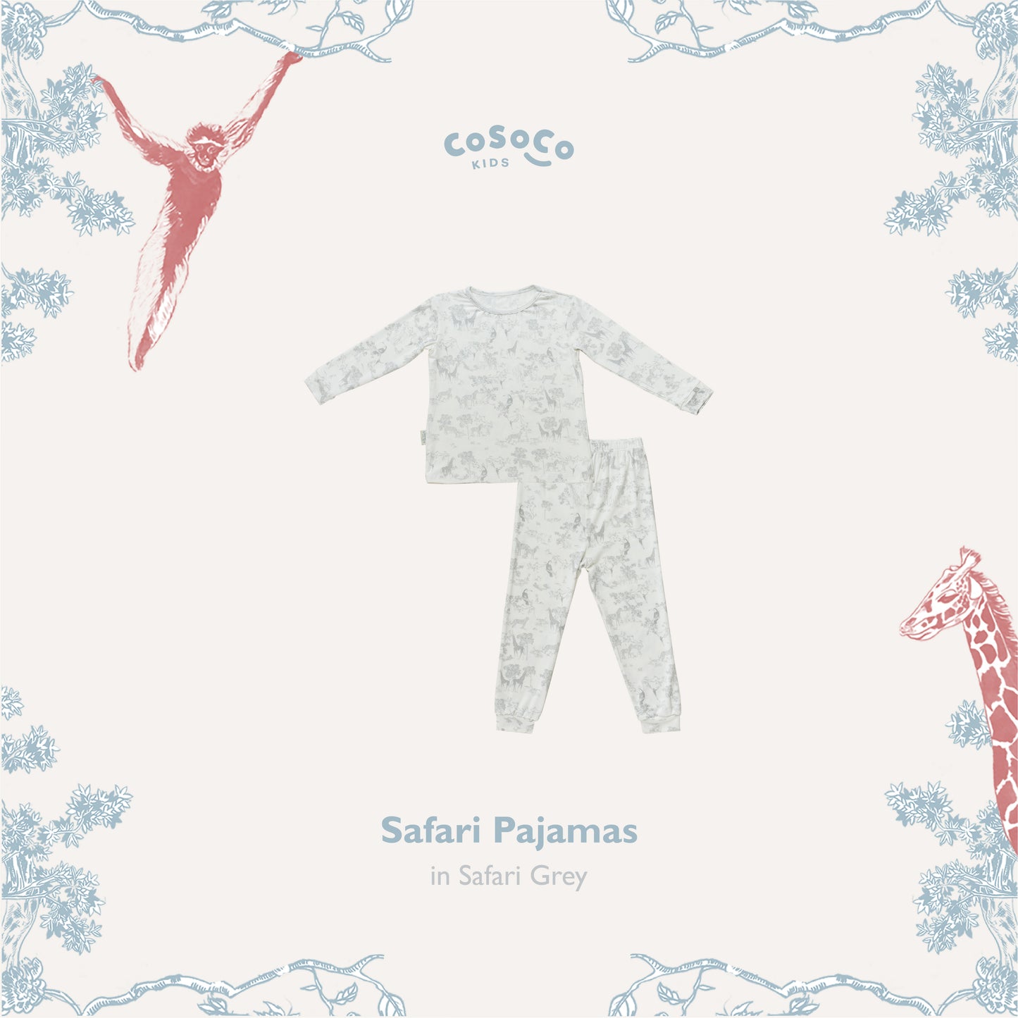 Safari Grey Toddler Pajamas