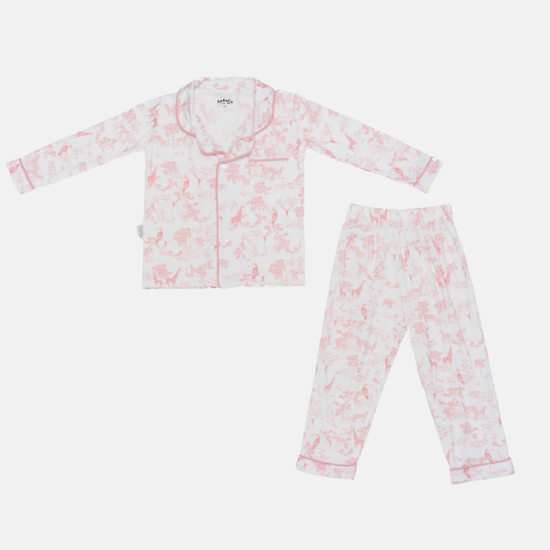 Safari Pink Classic Button Pajamas
