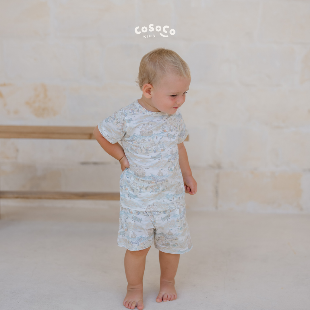 Short Sleeve Set in Salt Air