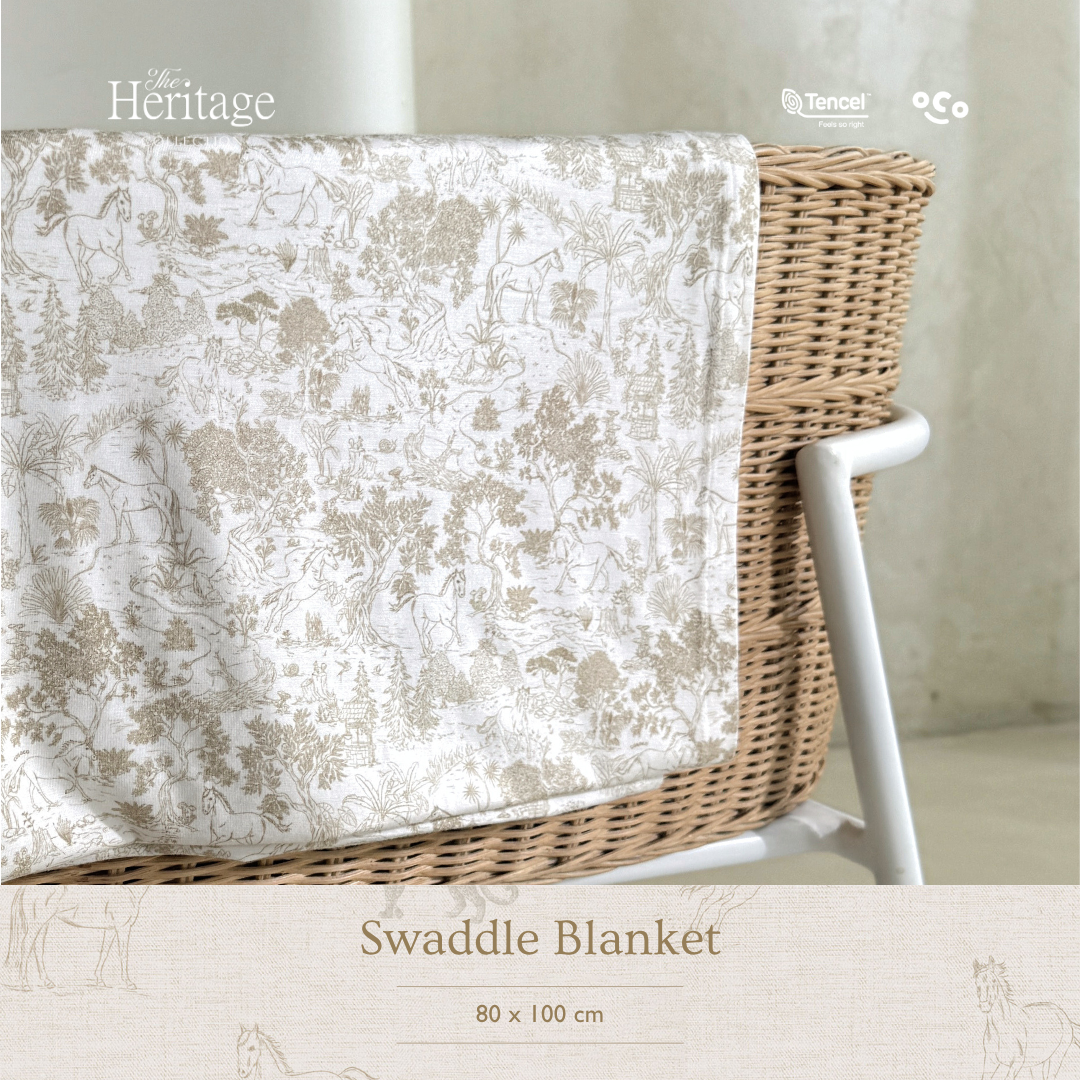 Equestrian Toile Swaddle Blanket